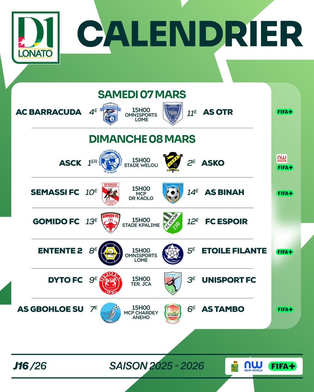 D1 Lonato : Programme de la J16 du championnat 