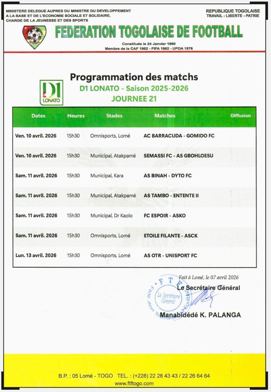D1 Lonato : Le programme de la 21e journée 